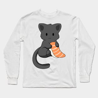 Black Cat with Sushi Long Sleeve T-Shirt